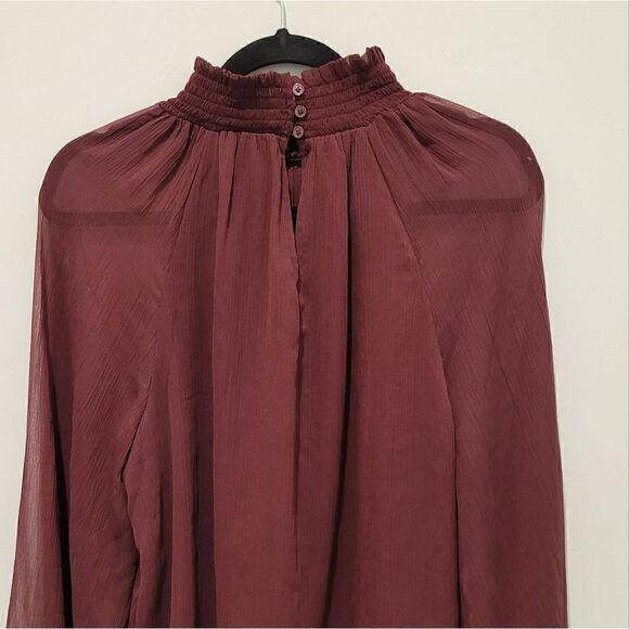 JOIE LImited Edition smocked neck wine blouse Size L - Picture 13 of 16